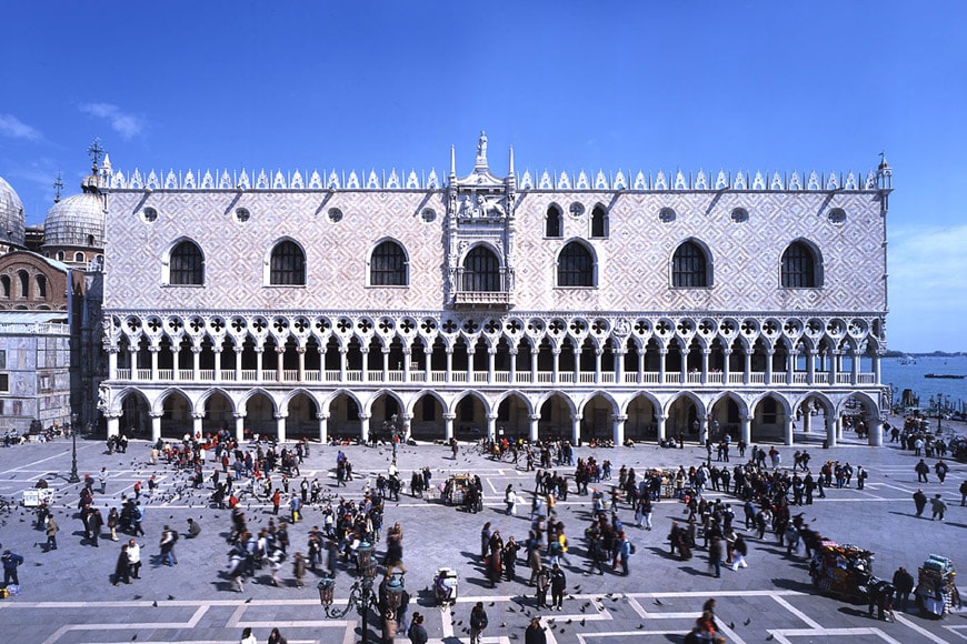 Doge's Palace Venice west facade on St Mark's Square