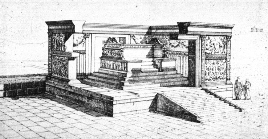 Ara Pacis Rome reconstuction drawing