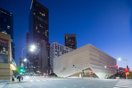 The Broad museum Los Angeles exterior night