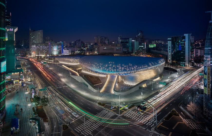 Seoul Design Plaza Zaha Hadid aerial