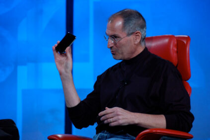 Steve Jobs with an iPhone