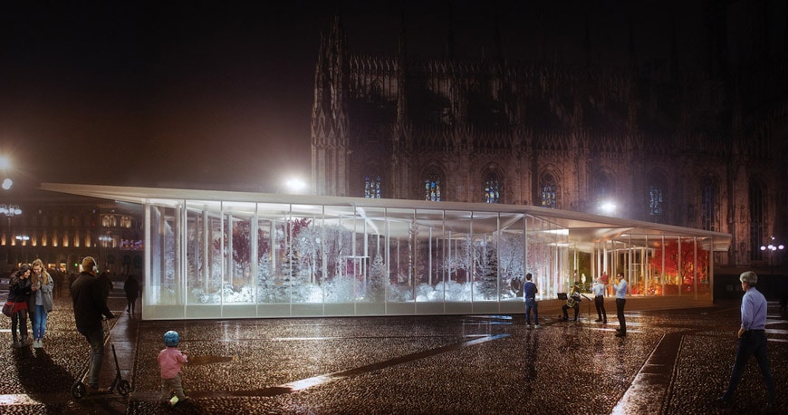 LIVING-NATURE-MILANO-SALONE-2018-Carlo-Ratti-progetto-ESTERNO-notte