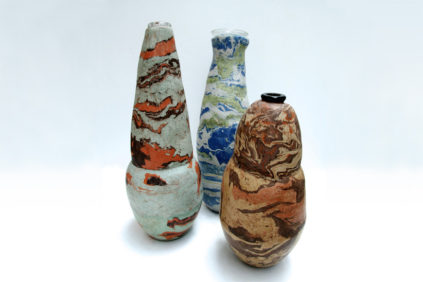 Nelly Bonati handmade vases in raw earth and plaster 1