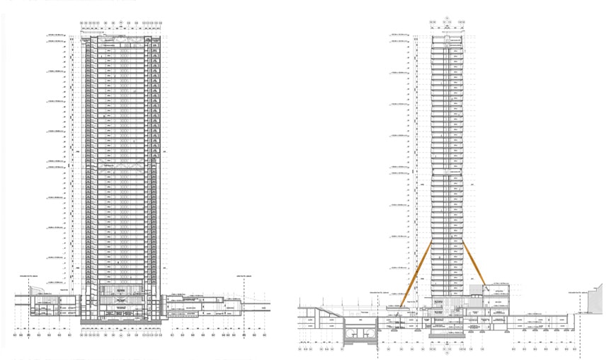 Allianz Tower Milan Arata Isozaki section and elevation