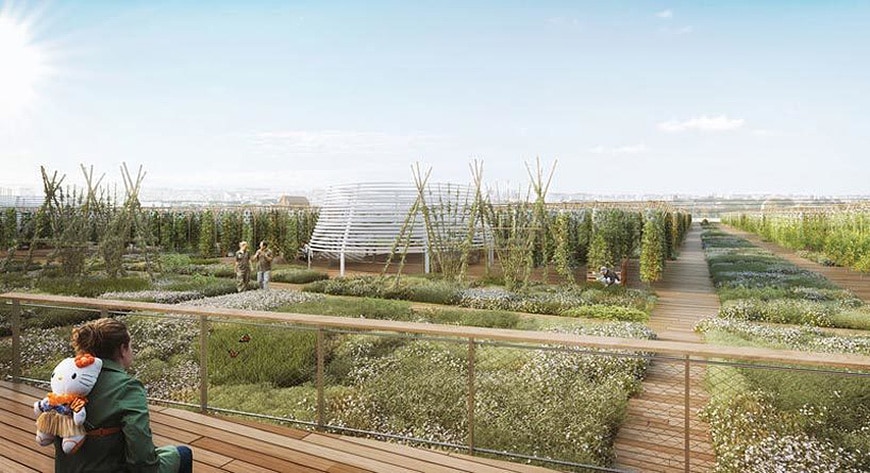 NU-Paris, world's largest rooftop urban farm, rendering