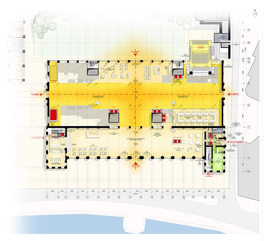 GES-2 House of Culture, Moscow, Renzo Piano, ground-floor plan