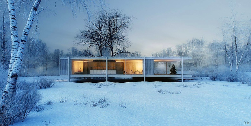 Farnsworth House, Mies van der Rohe, exterior 1