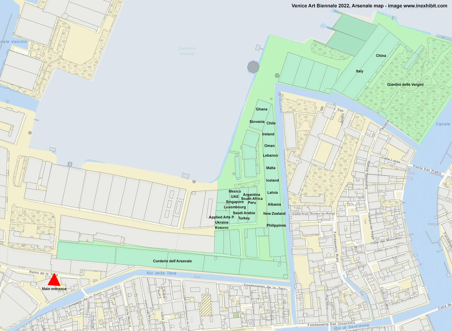 Venice Art Biennale 2022 map, Arsenale, Inexhibit