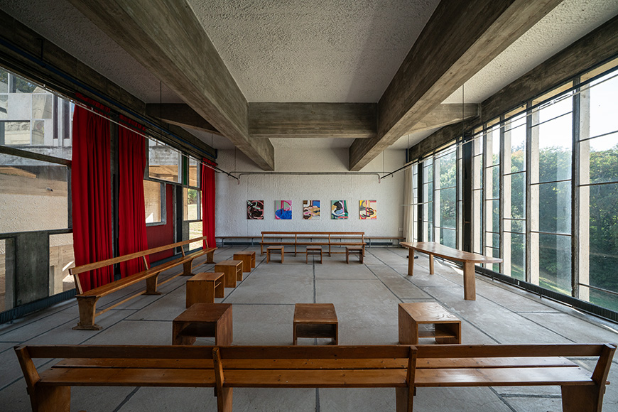 Sainte Marie de La Tourette Convent by Le Corbusier, chapter hall, interior 09 Bianchini